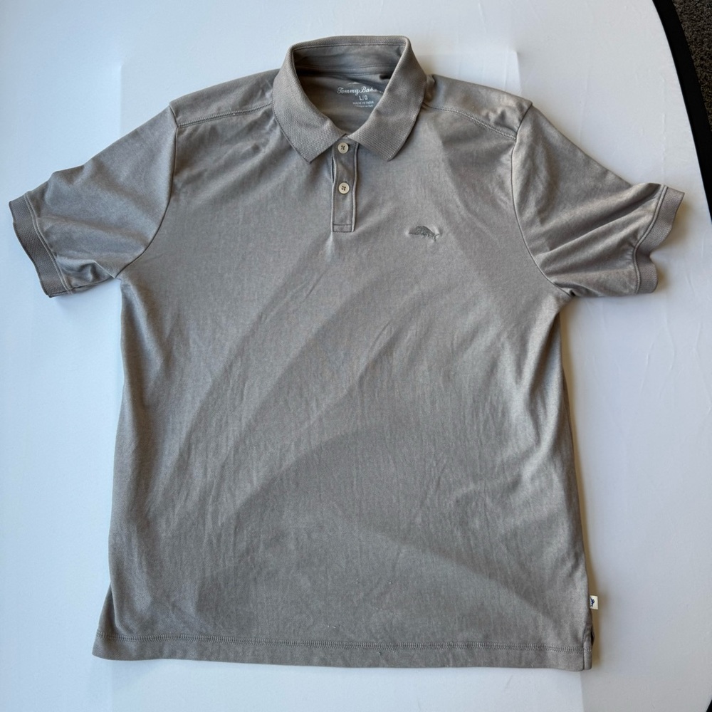 Men’s Tommy Bahama Gray Grey Short Sleeve Polo Shirt Size Large